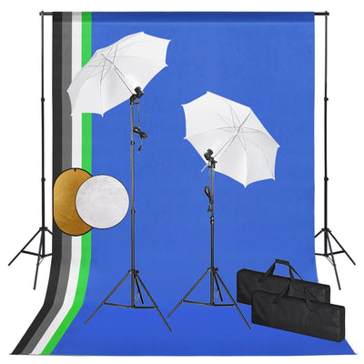 Vidaxl Photo Studio Set con lampade, ombrelli, sfondo e riflettore