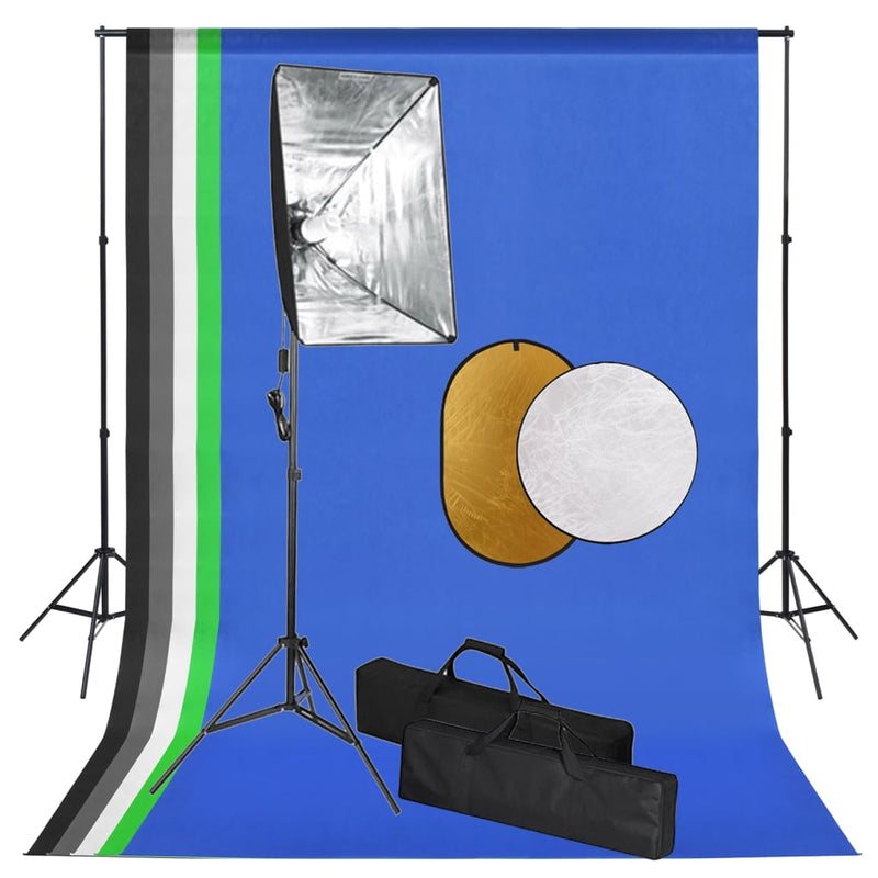 Vidaxl Photo Studio Set con lampade softbox, sfondo e riflettore
