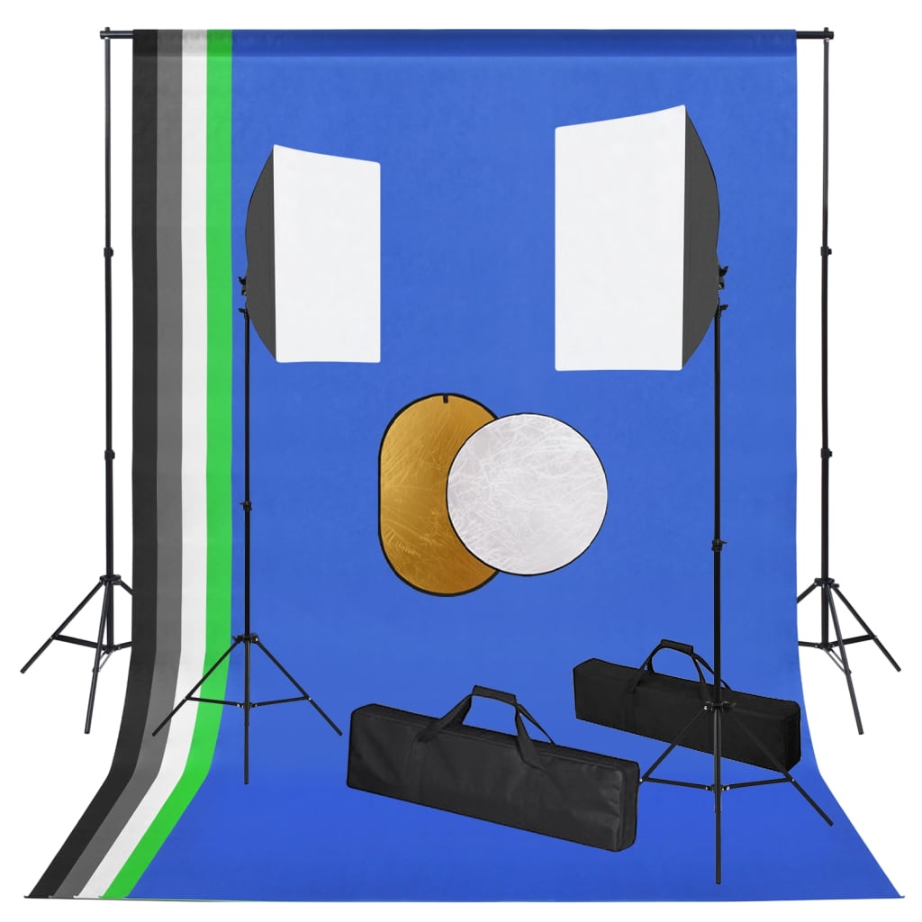 Vidaxl Photo Studio Set con lampade, sfondo e riflettore