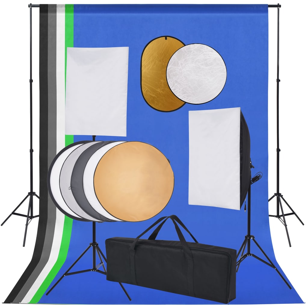 Vidaxl Photo Studio Set con lampade softbox, sfondo e riflettore