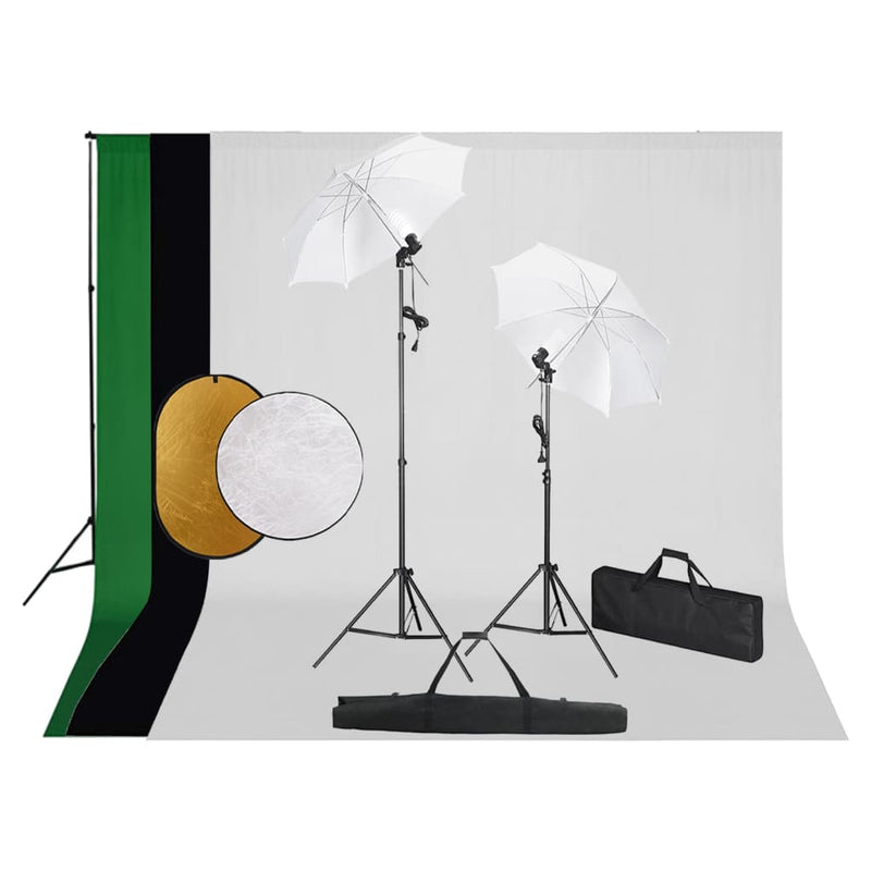 Vidaxl Photo Studio Set con lampade, ombrelli, sfondo e riflettore