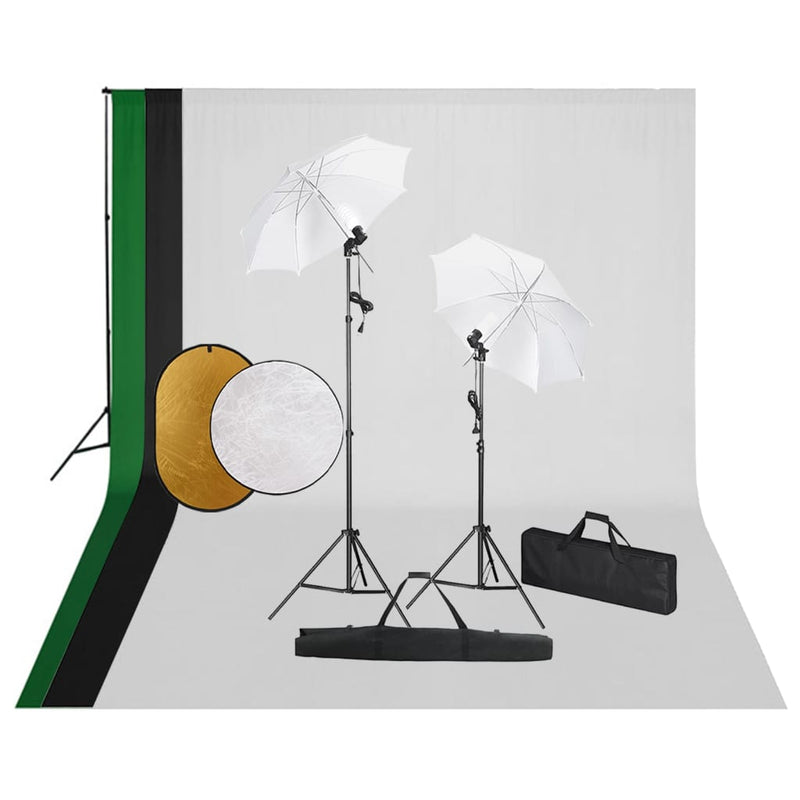 Vidaxl Photo Studio Set con lampade, sfondo e riflettore