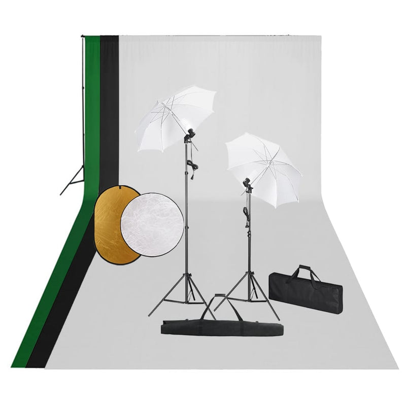 Vidaxl Photo Studio Set con lampade, sfondo e riflettore