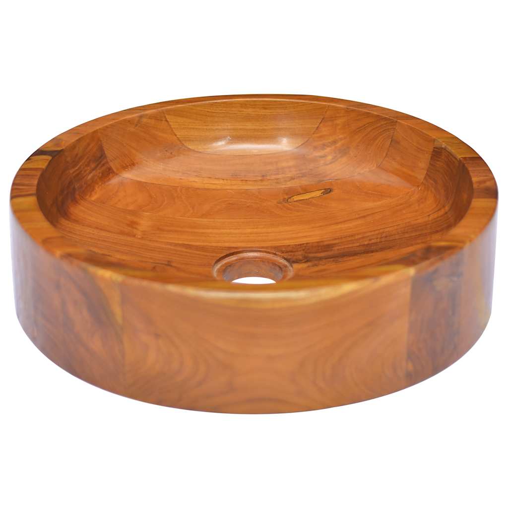 Vidaxl Washbasin Ø40x10 cm de teca sólida