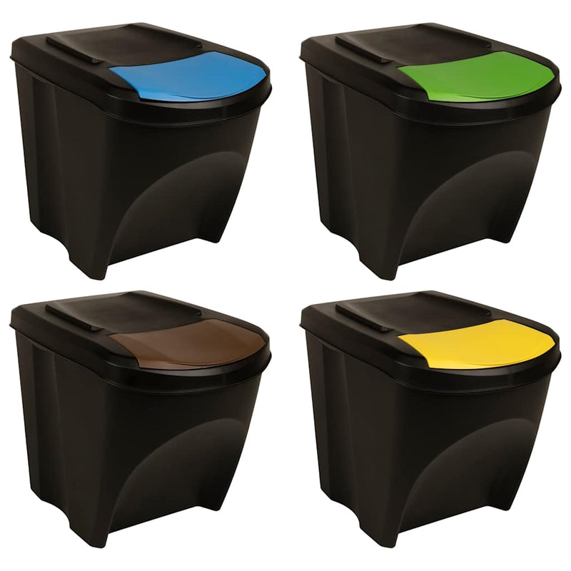 Latas de basura Vidaxl 4 st apilable 100 l antracita