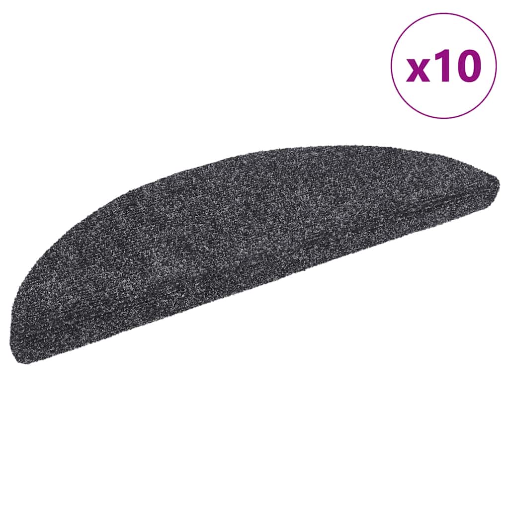 Vidaxl trapmatten zelfklevend 10 stuks 56x17x3 cm donkergrijs halfrond
