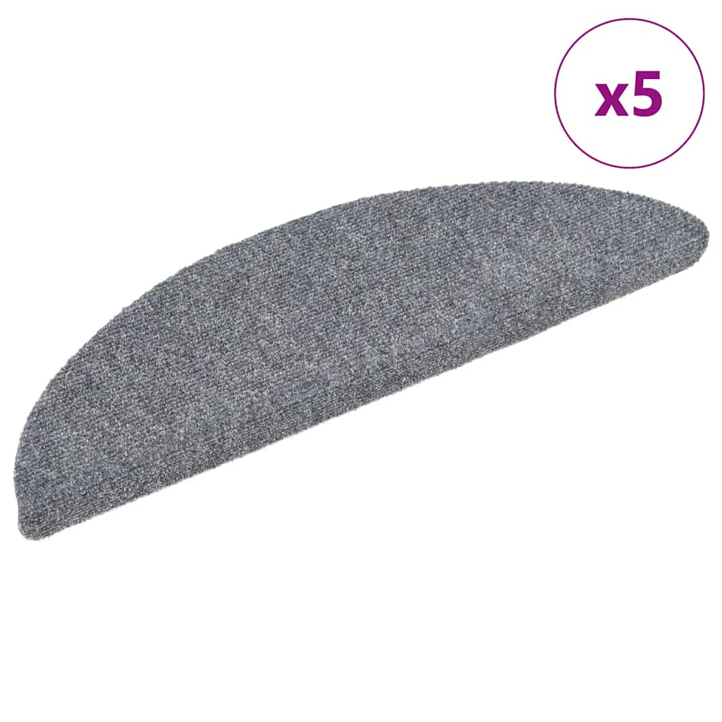 Esteras de escalera de Vidaxl autoadhesivo 5 st 56x17x3 cm aguja fieltro gris claro