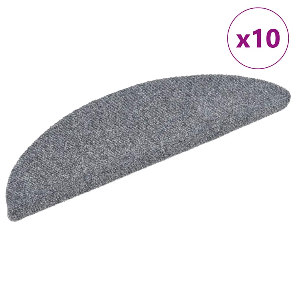 Esteras de escalera de Vidaxl autoadhesivo 10 st 56x17x3 cm aguja fieltro gris claro
