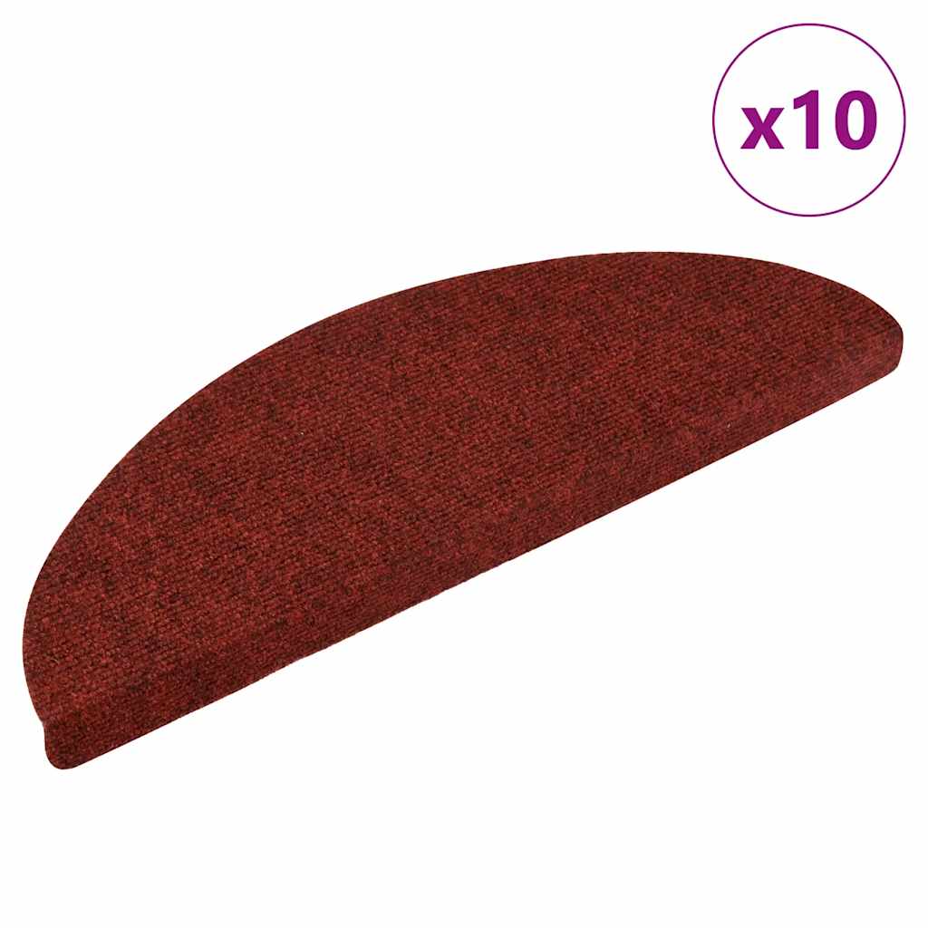 Vidaxl trapmatten zelfklevend 10 st 56x17x3 cm bordeaux rood halfrond