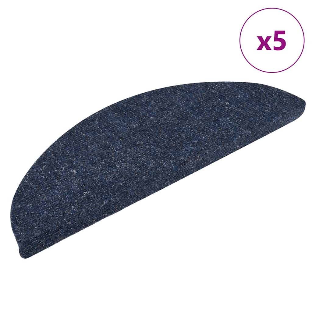 Vidaxl trapmatten zelfklevend 5 stuks 56x17x3 cm blauw halfrond