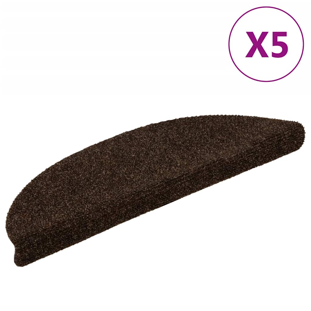 Vidaxl stair mats self -adhesive 5 st 56x17x3 cm needle felt brown