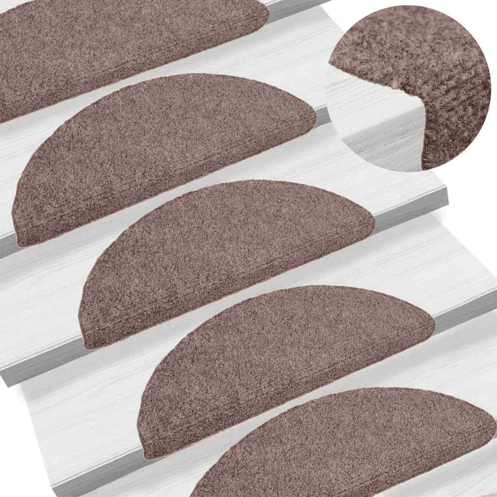 Vidaxl trapmatten zelfklevend 5 stuks 65x21x4 cm lichtbruin halfrond groot