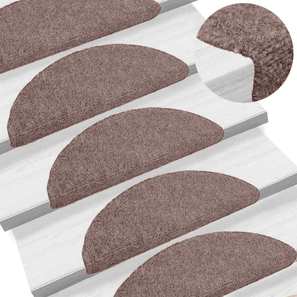 Vidaxl trapmatten zelfklevend 10 stuks 65x21x4 cm lichtbruin halfrond groot