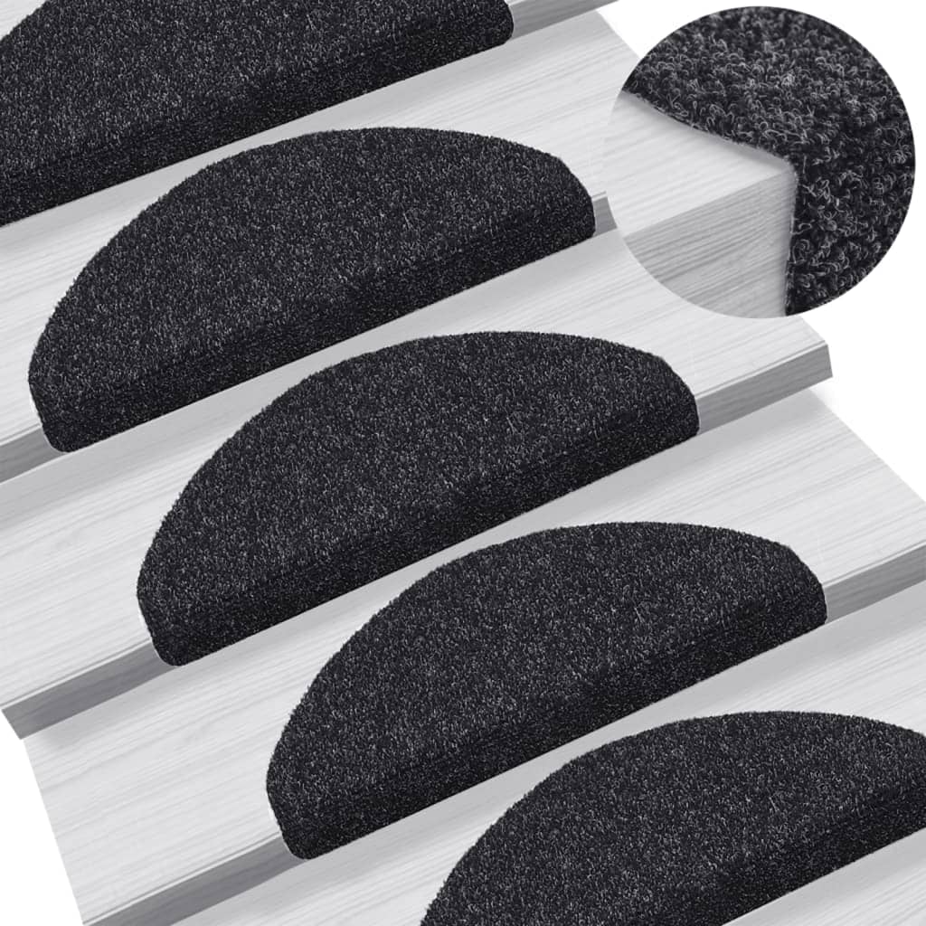 Vidaxl trapmatten zelfklevend 10 stuks 65x21x4 cm zwart halfrond groot