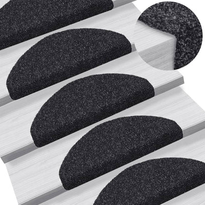 Vidaxl trapmatten zelfklevend 10 stuks 65x21x4 cm zwart halfrond groot