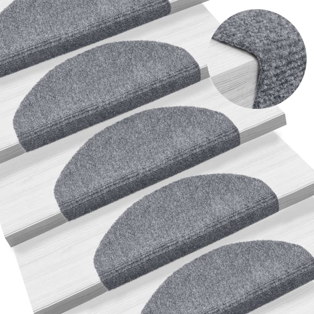 Vidaxl trapmatten zelfklevend 5 stuks 65x21x4 cm lichtgrijs halfrond groot
