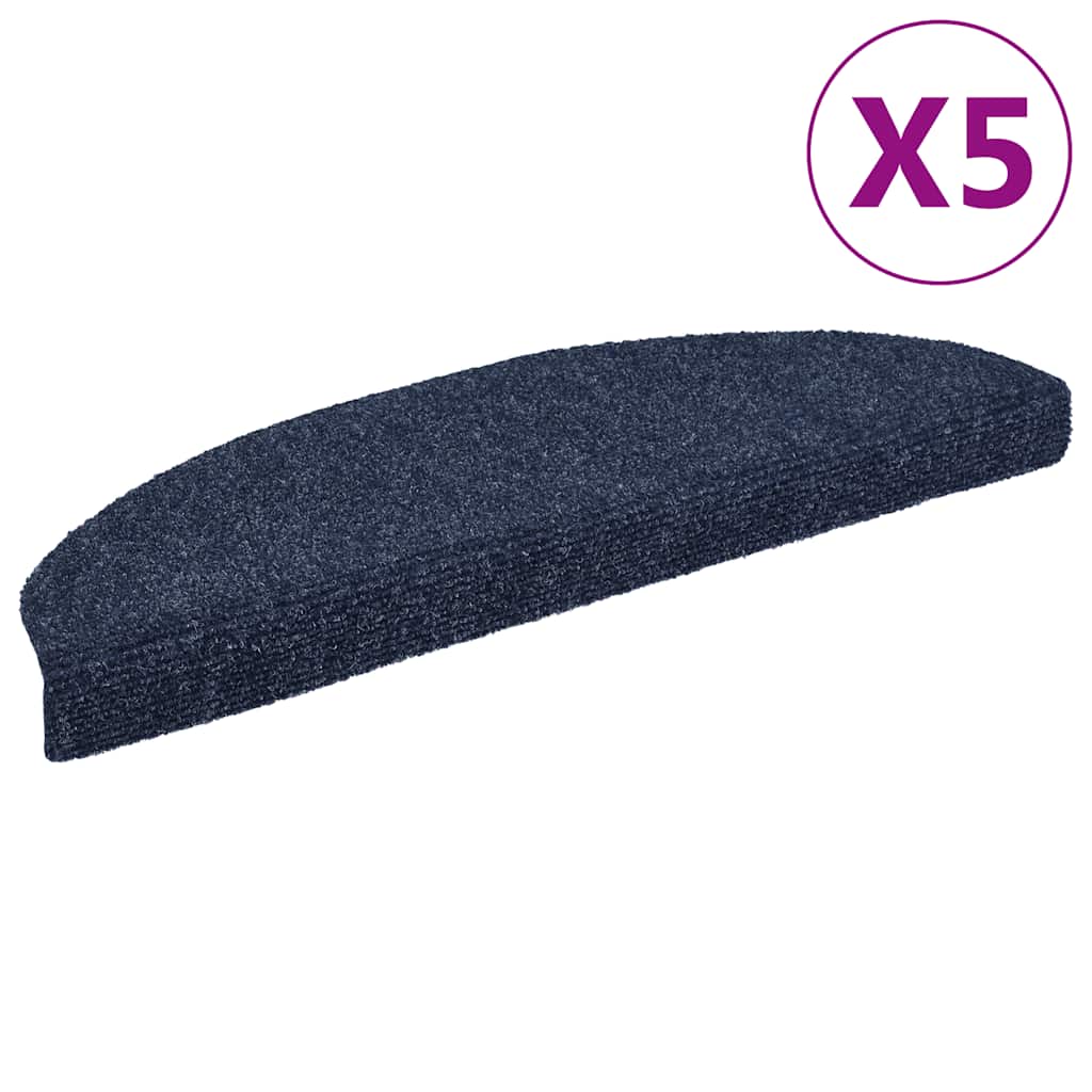 Esteras de escalera de Vidaxl autoadhesivo 5 st 65x21x4 cm aguja de fieltro azul