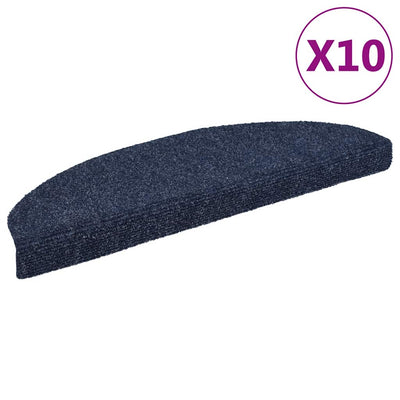 Esteras de escalera de Vidaxl autoadhesivo 10 pcs 65x21x4 cm aguja de fieltro azul