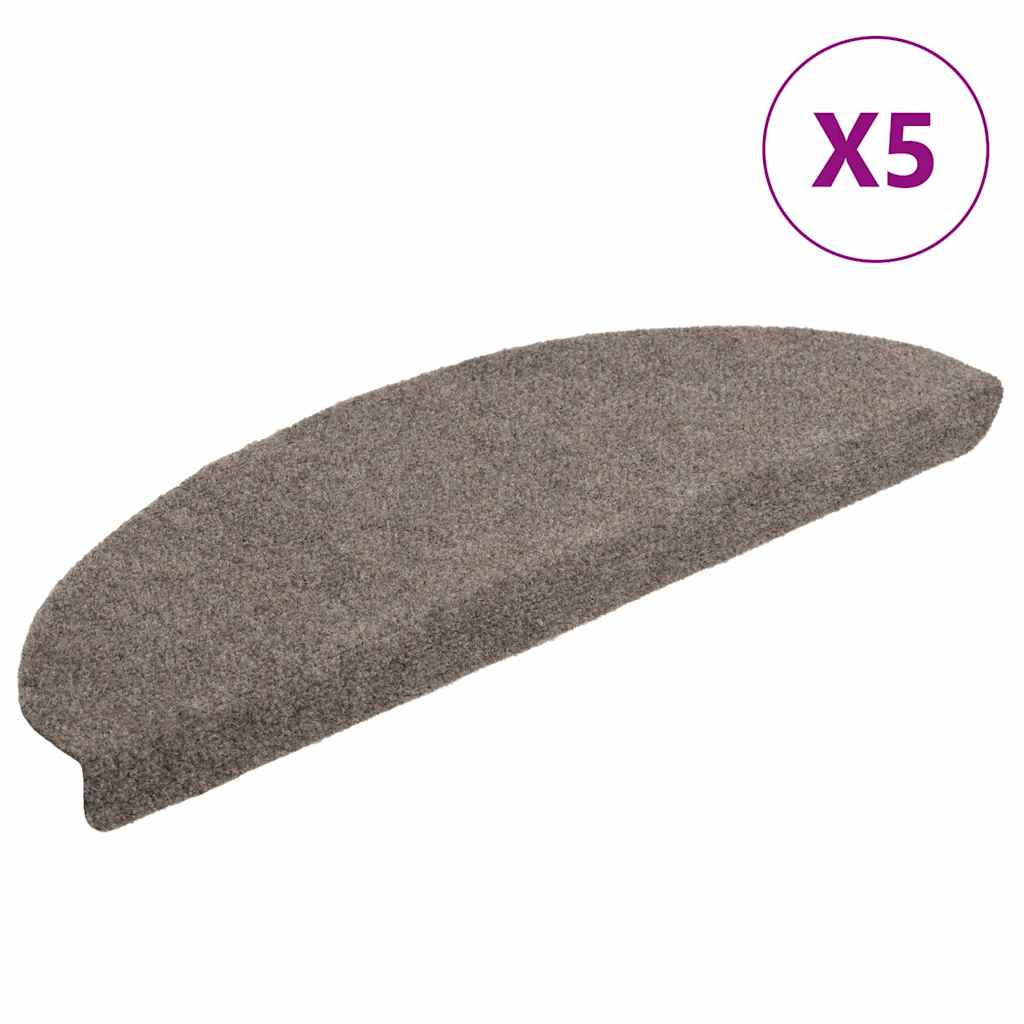 Vidaxl trapmatten zelfklevend 5 stuks 65x21x4 cm beige halfrond groot