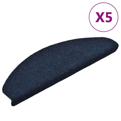 Esteras de escalera de Vidaxl autoadhesivo 5 st 65x21x4 cm aguja de fieltro azul marino