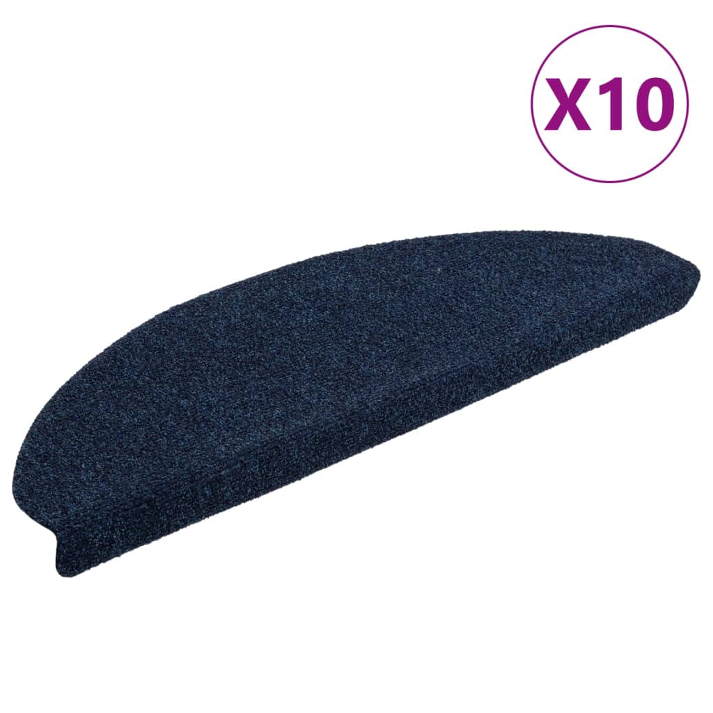 Esteras de escalera de Vidaxl autoadhesivo 10 pcs 65x21x4 cm aguja de fieltro azul marino