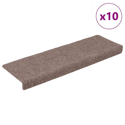 Esteras de escalera de Vidaxl 10 st 65x21x4 cm aguja marrón