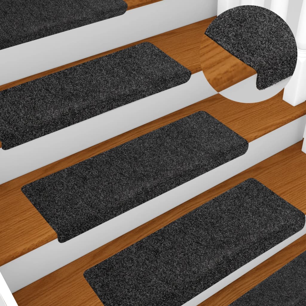 Vidaxl trapmatten zelfklevend 10 stuks 65x21x4 cm grijs rechthoekige rand