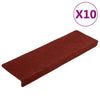 Vidaxl tappetini da scala 10 pezzi 65x21x4 cm Ago feltro bordeaux rosso