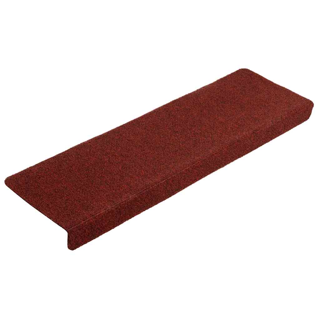Vidaxl tappetini da scala 10 pezzi 65x21x4 cm Ago feltro bordeaux rosso