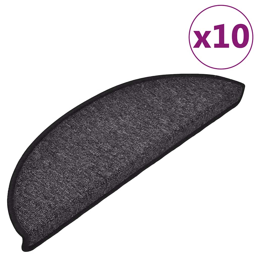 Vidaxl trapmatten 10 st 56x17x3 cm antraciet halfrond
