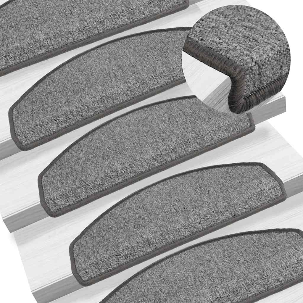Vidaxl trapmatten 10 st 65x24x4 cm donkergrijs halfrond groot