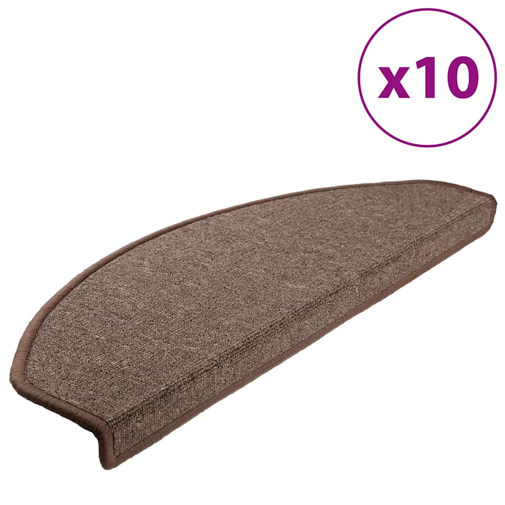 Vidaxl tappetini da scala 10 pezzi 65x24x4 cm marrone
