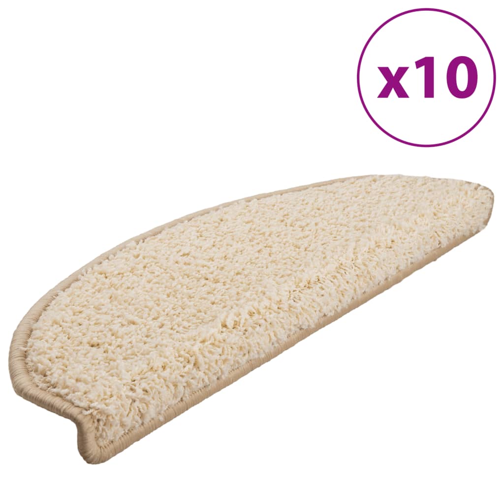 Vidaxl Stair Mats 10 PCS 65x21x4 CM Cream -Coled