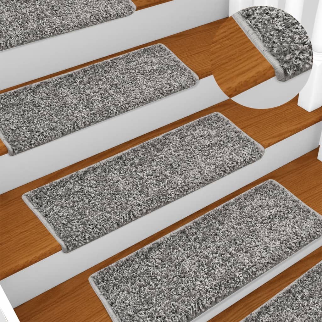 Vidaxl trapmatten 10 st 65x21x4 cm grijs rechthoekige rand