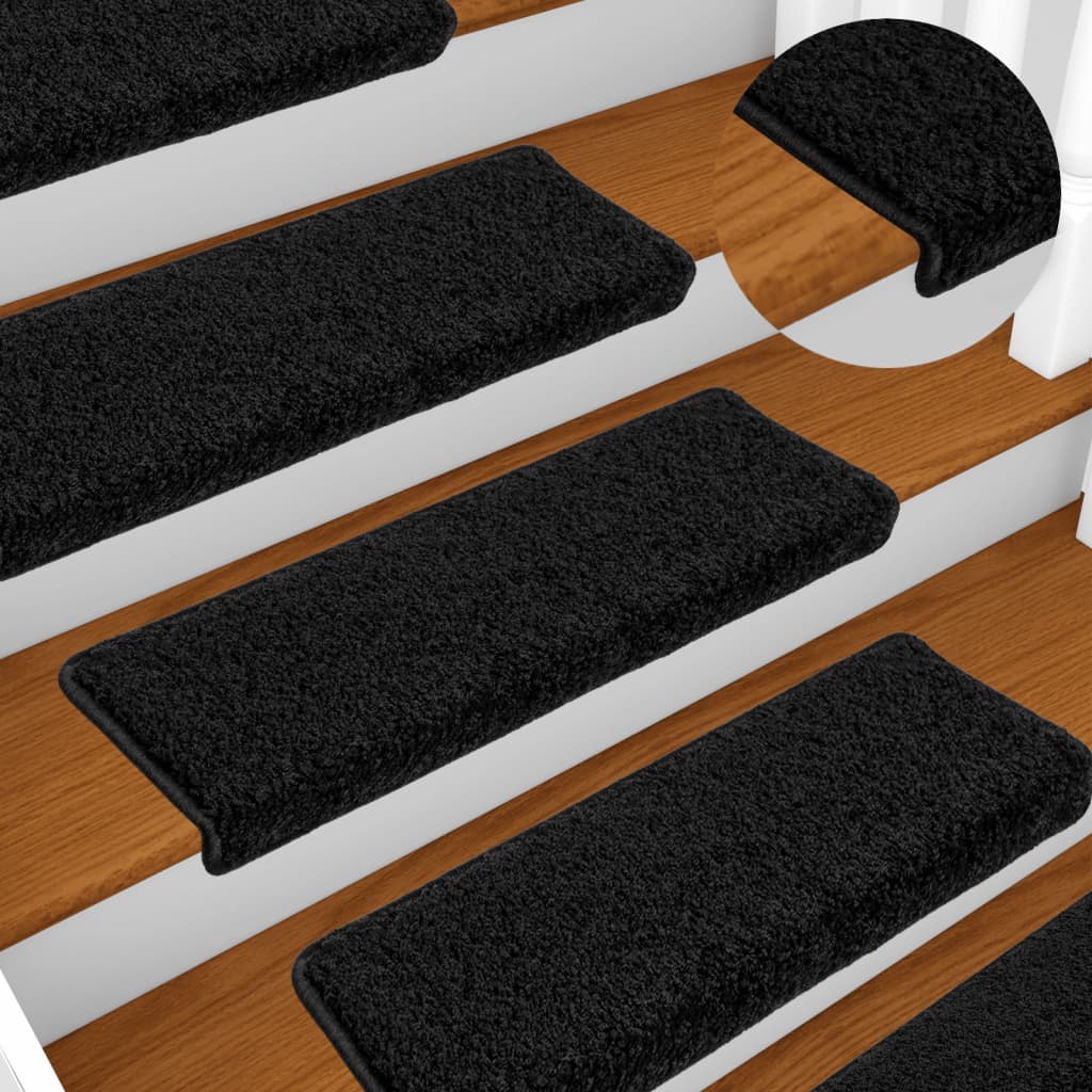 Vidaxl trapmatten 10 st 65x21x4 cm zwart rechthoekige rand