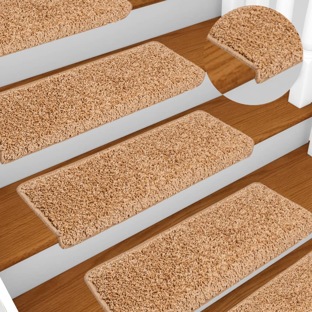 Vidaxl trapmatten 10 st 65x21x4 cm beige rechthoekige rand