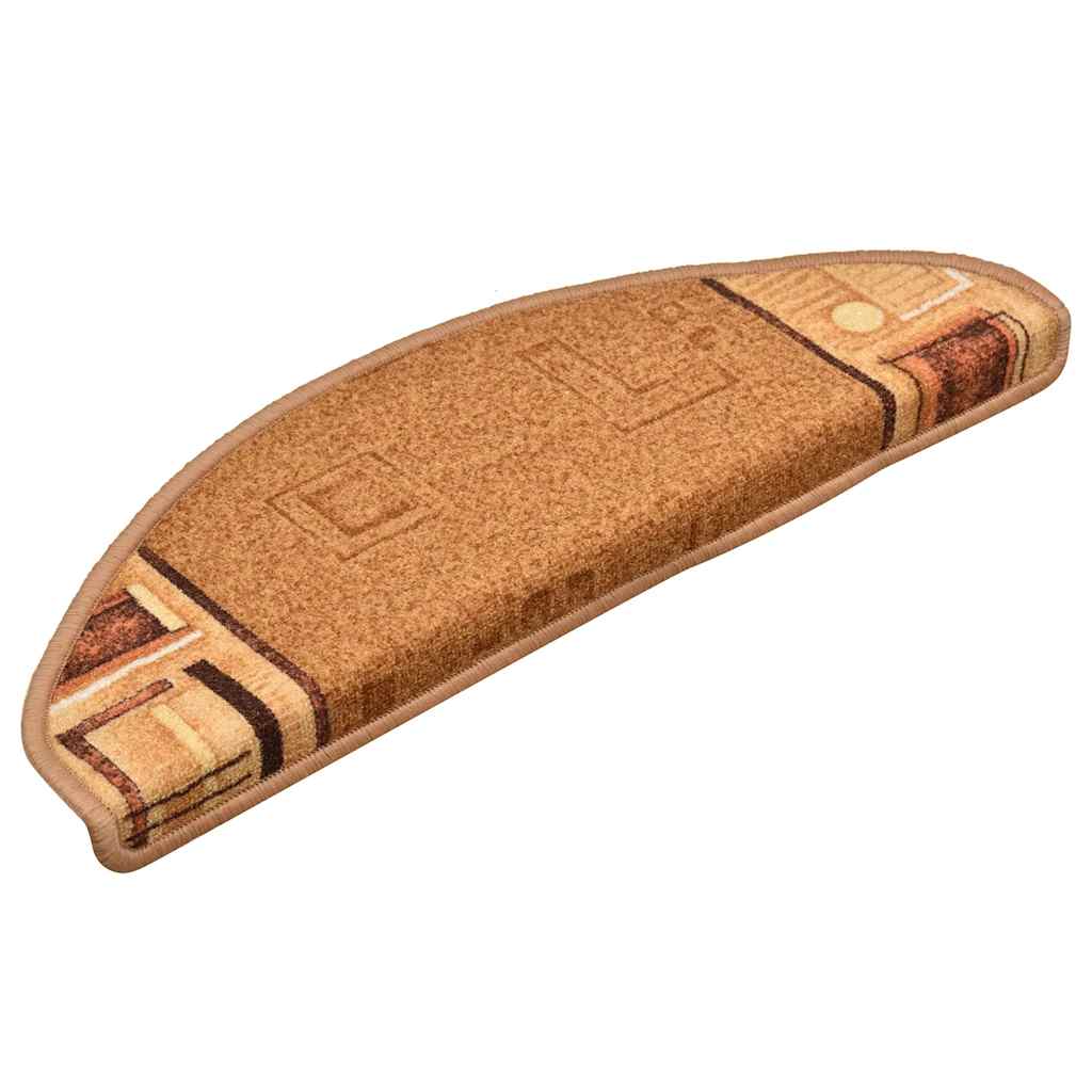 VidaXL tappetini per scale autoadesivi 10 pezzi 65x21x4 cm beige