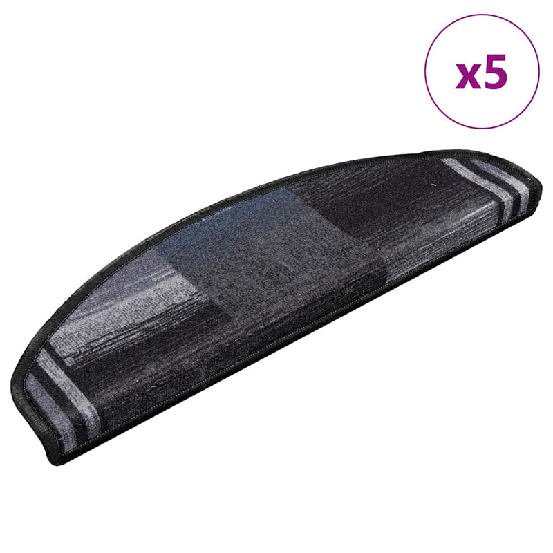 Esteras de escalera de Vidaxl autoadhesivo 5 st 65x21x4 cm negro y gris