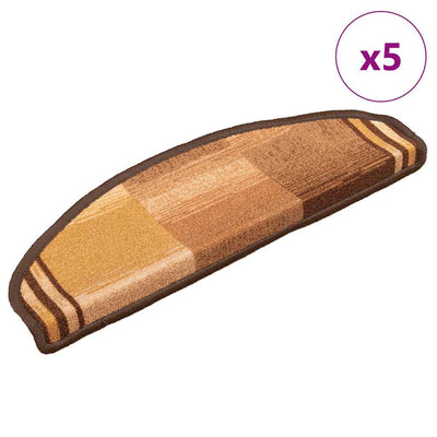 Esteras de escalera de Vidaxl autoadhesivo 5 st 65x21x4 cm marrón