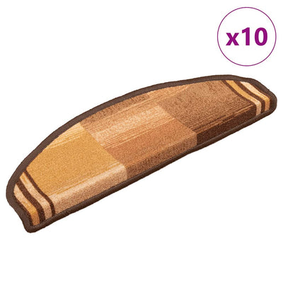 Esteras de escalera de Vidaxl autoadhesivo 10 pcs 65x21x4 cm marrón