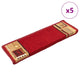 Vidaxl trapmatten zelfklevend 5 st 65x21x4 cm rood