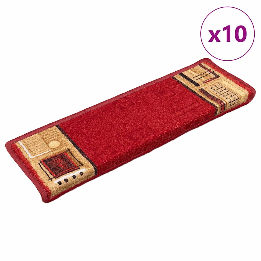 Vidaxl tappetini per autoadesivo 10 pezzi 65x21x4 cm rosso
