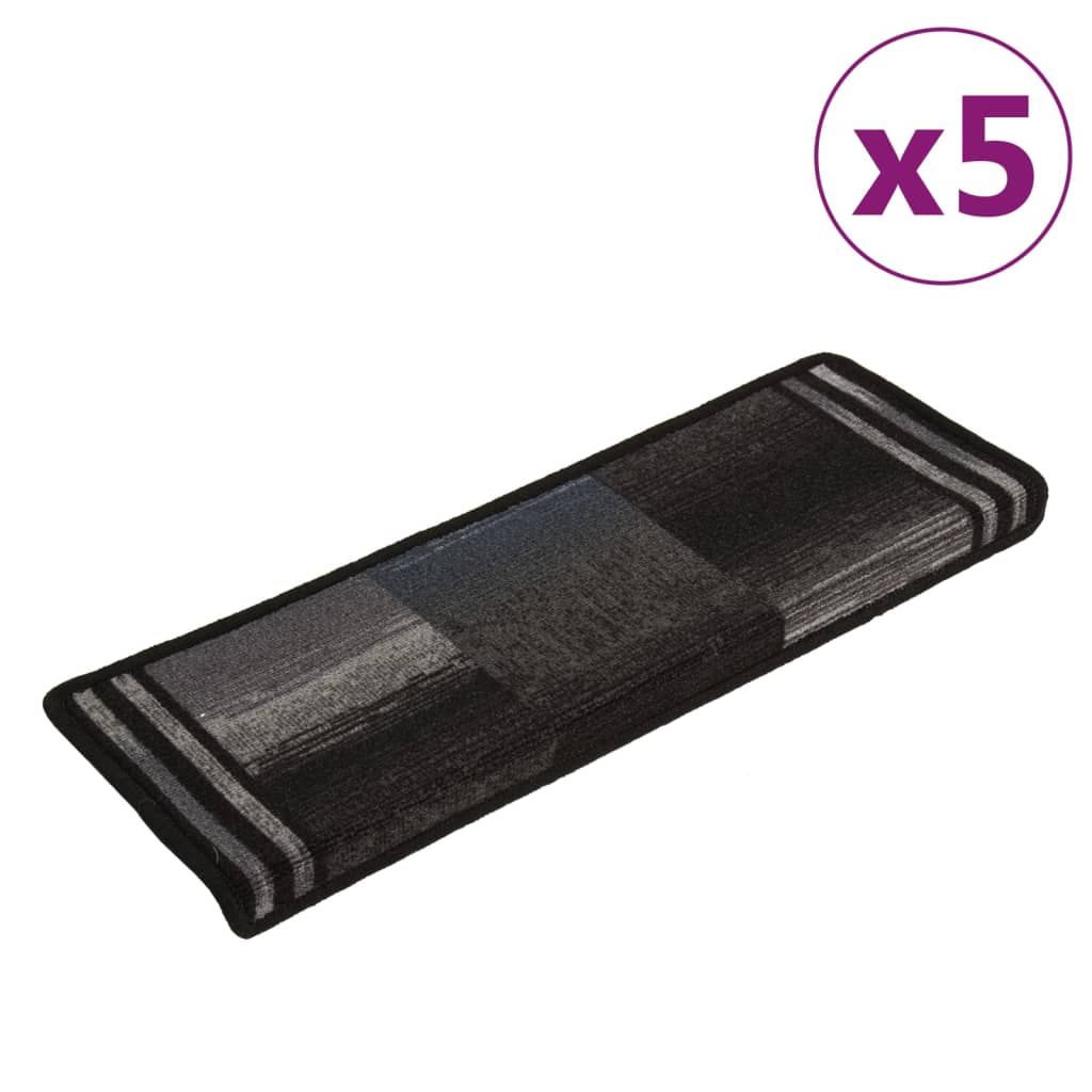 Esteras de escalera de Vidaxl autoadhesivo 5 st 65x21x4 cm negro y gris