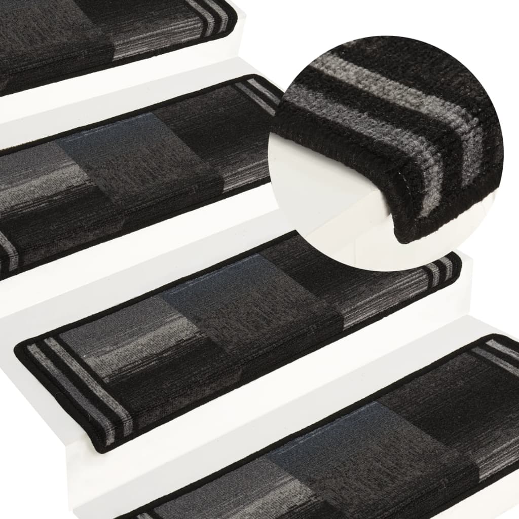 Esteras de escalera de Vidaxl autoadhesivo 5 st 65x21x4 cm negro y gris