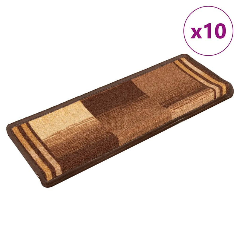 Vidaxl tappetini per autoadesivo 10 pezzi 65x21x4 cm marrone