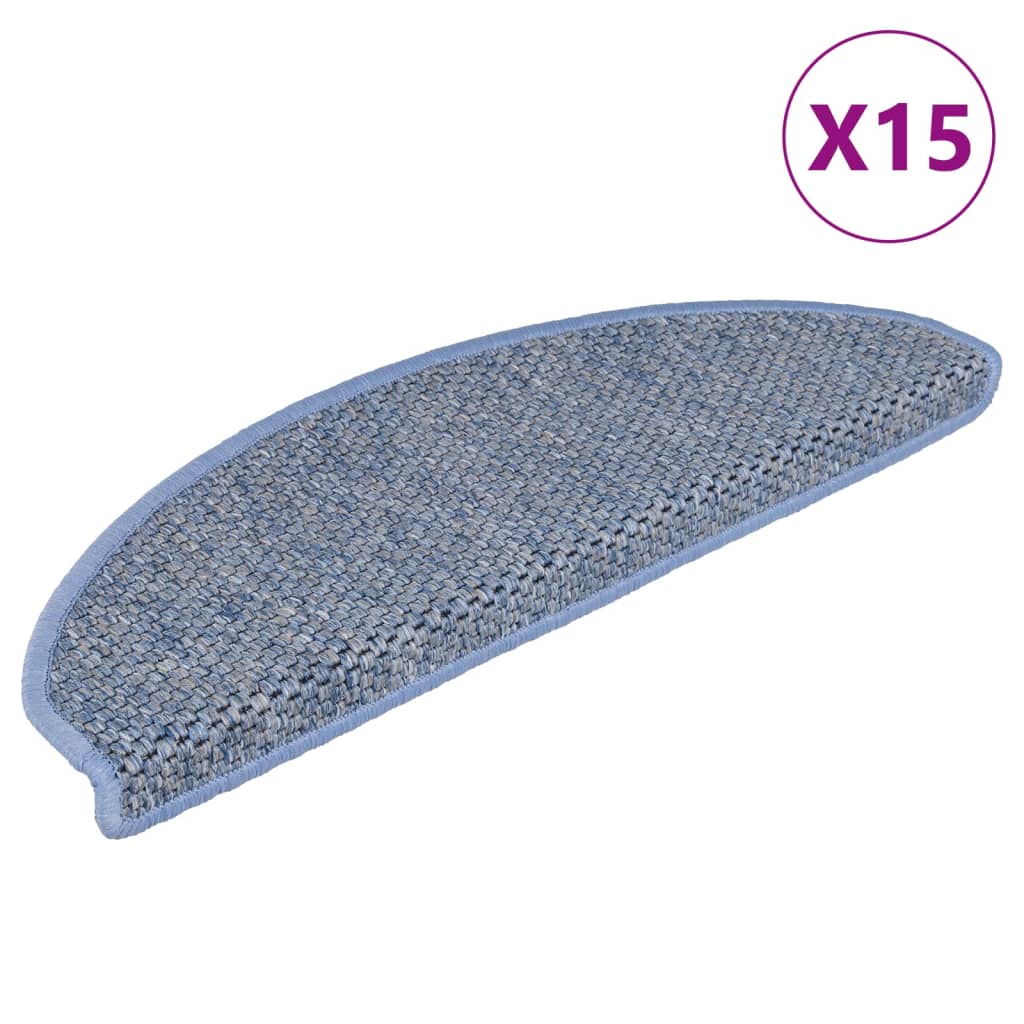 Vidaxl trapmatten zelfklevend 15 st sisal-look 56x17x3 cm blauw