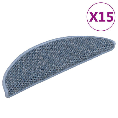 Esteras de escalera de Vidaxl autoadhesivas 15 SISAL SISAL 56x17x3 cm azul