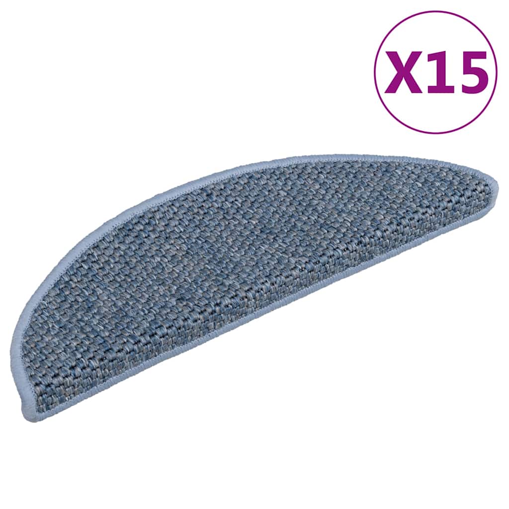 Esteras de escalera de Vidaxl autoadhesivas 15 SISAL SISAL 56x17x3 cm azul