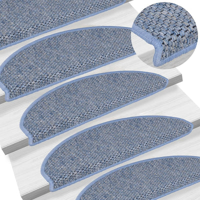 Vidaxl tappetini per autoadesivi 15 St sisal look 56x17x3 cm blu