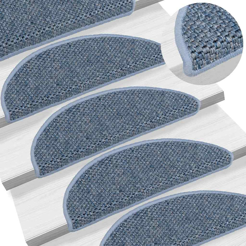 Vidaxl tappetini per autoadesivi 15 St sisal look 56x17x3 cm blu